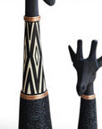 Beaded Wooden Giraffe Statue - Black/Black Beads