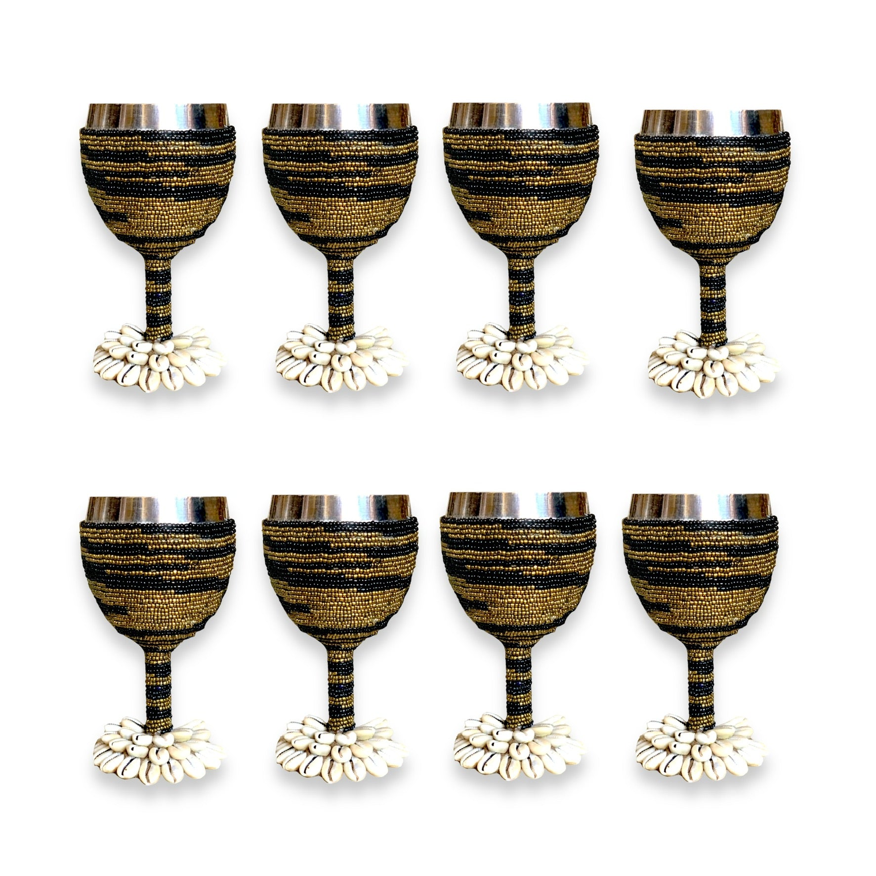 Stainless Steel Wine Goblets - Gold/Black