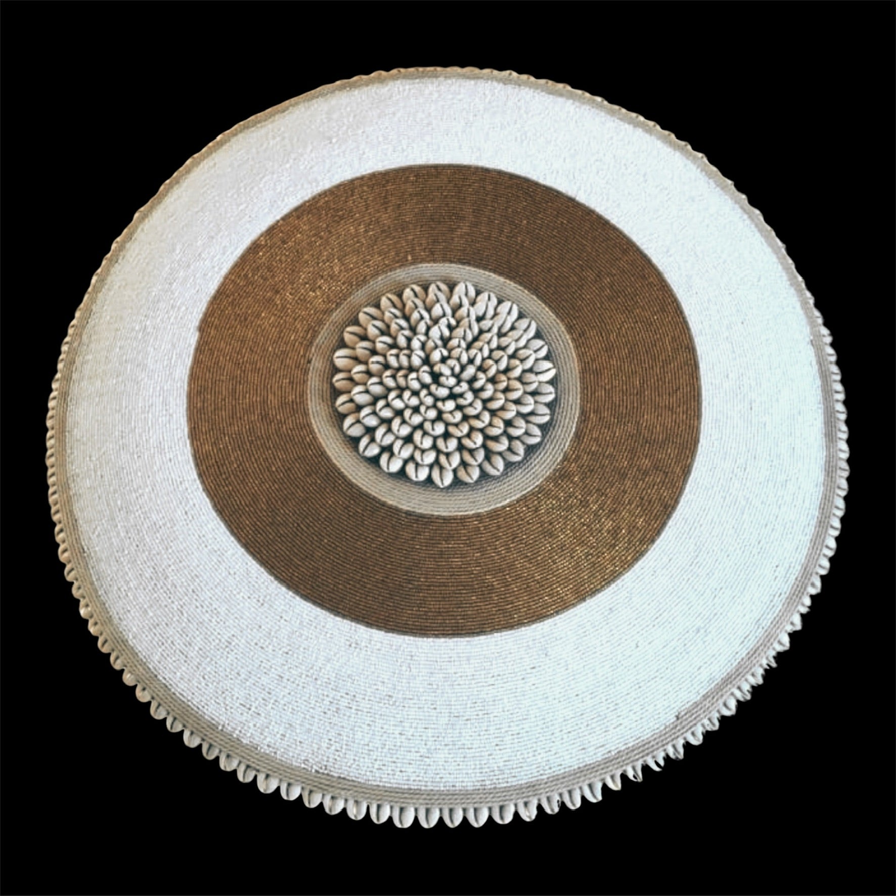 African Beaded Shield - White / Gold
