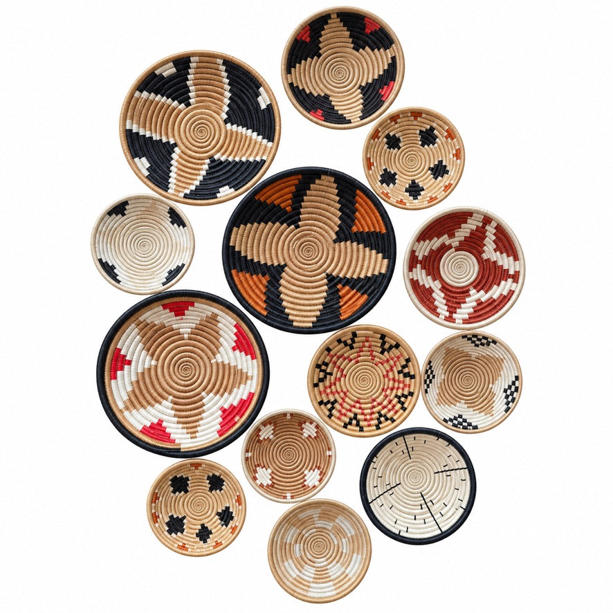 Rwanda Basket Wall Decor Set - 13 Piece Mixed (Sisal Imported)