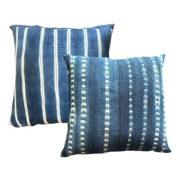African Mudcloth Cushion/Scatters Indigo