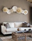 7 Piece White/Natural - Wall Gallery Set (Tonga, Sun Circles & Porcupine Baskets)