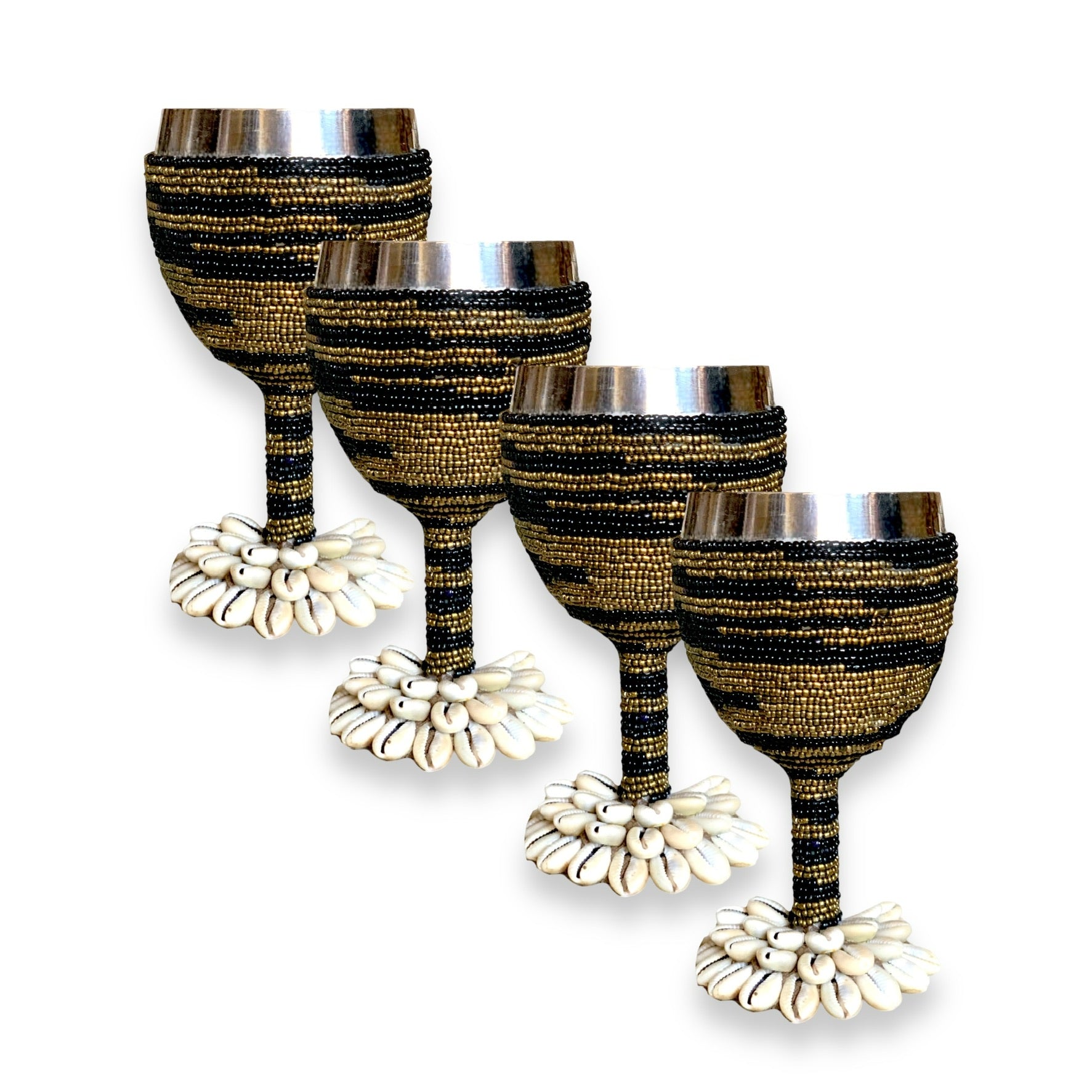 Stainless Steel Wine Goblets - Gold/Black