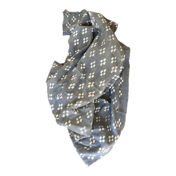 African Mudcloth Throw - Blue/Grey