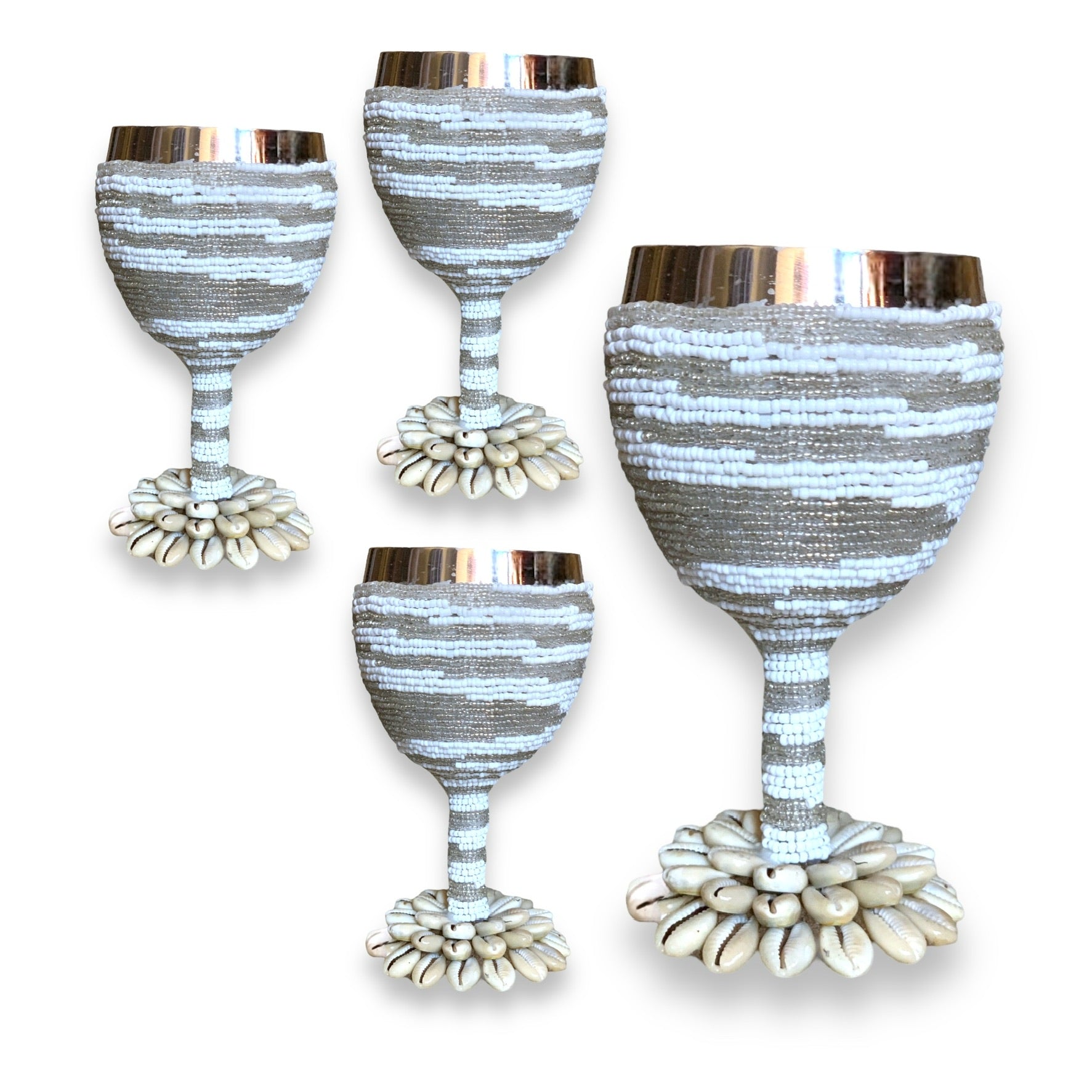 Stainless Steel Wine Goblets - Silver/White