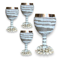 Stainless Steel Wine Goblets - Silver/White NEW