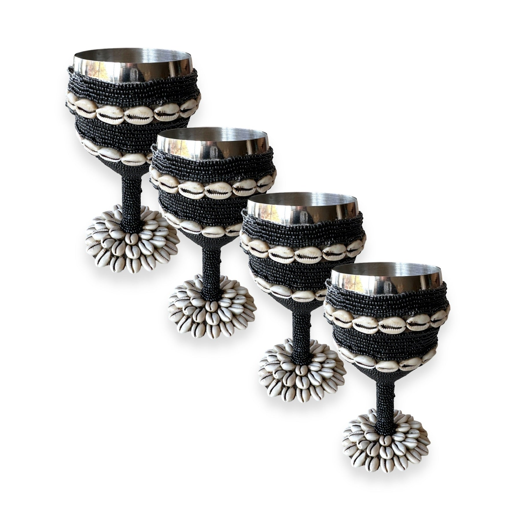 Stainless Steel Wine Goblets - Black/Shell