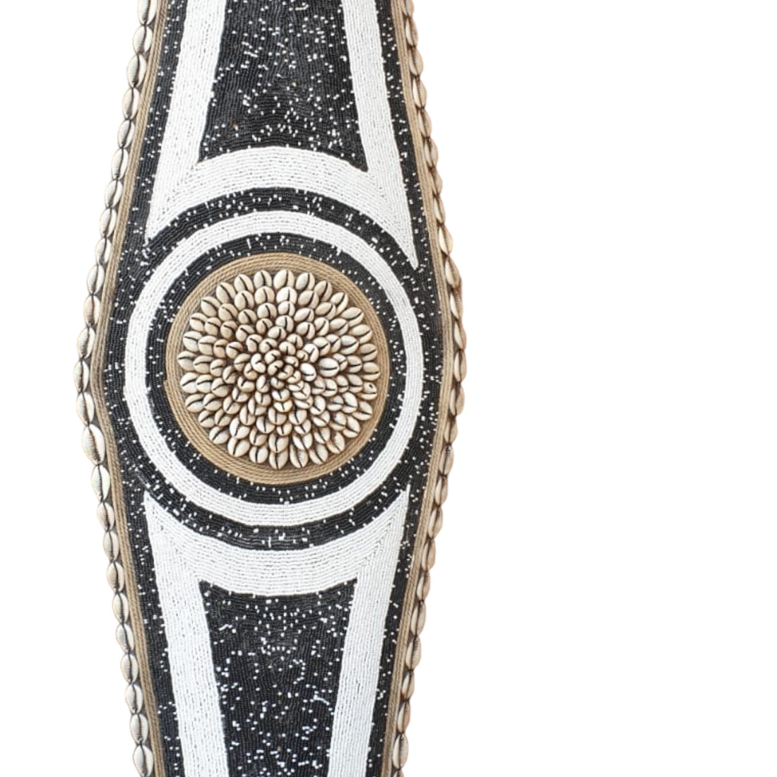 African Beaded King Shield  -  Black / White Mesh