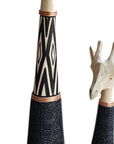 Beaded Wooden Giraffe Statue - Natural/Black Beads