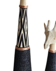 Beaded Wooden Giraffe Statue - Natural/Black Beads