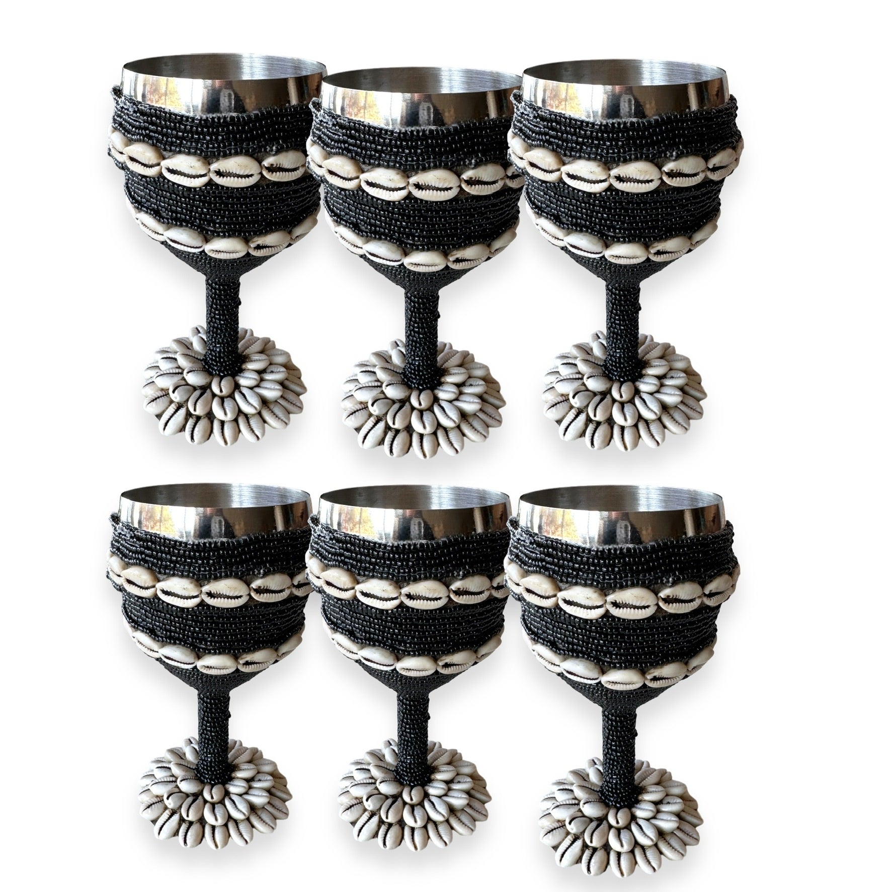 Stainless Steel Wine Goblets - Black/Shell