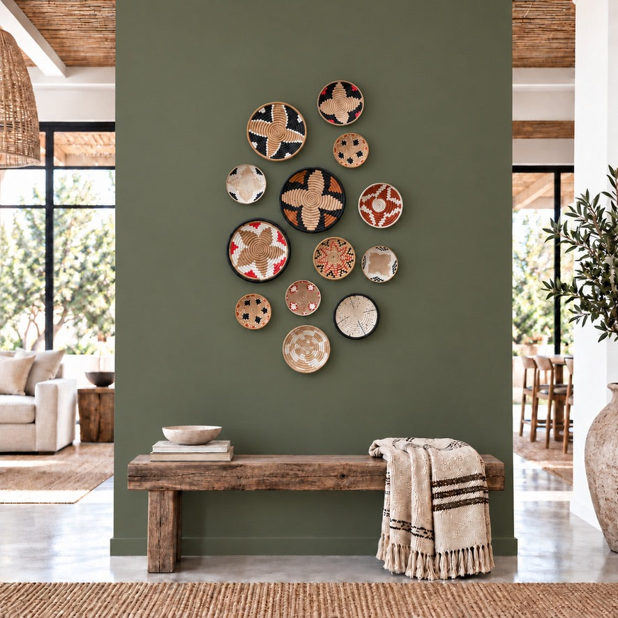 Rwanda Basket Wall Decor Set - 13 Piece Mixed (Sisal Imported)