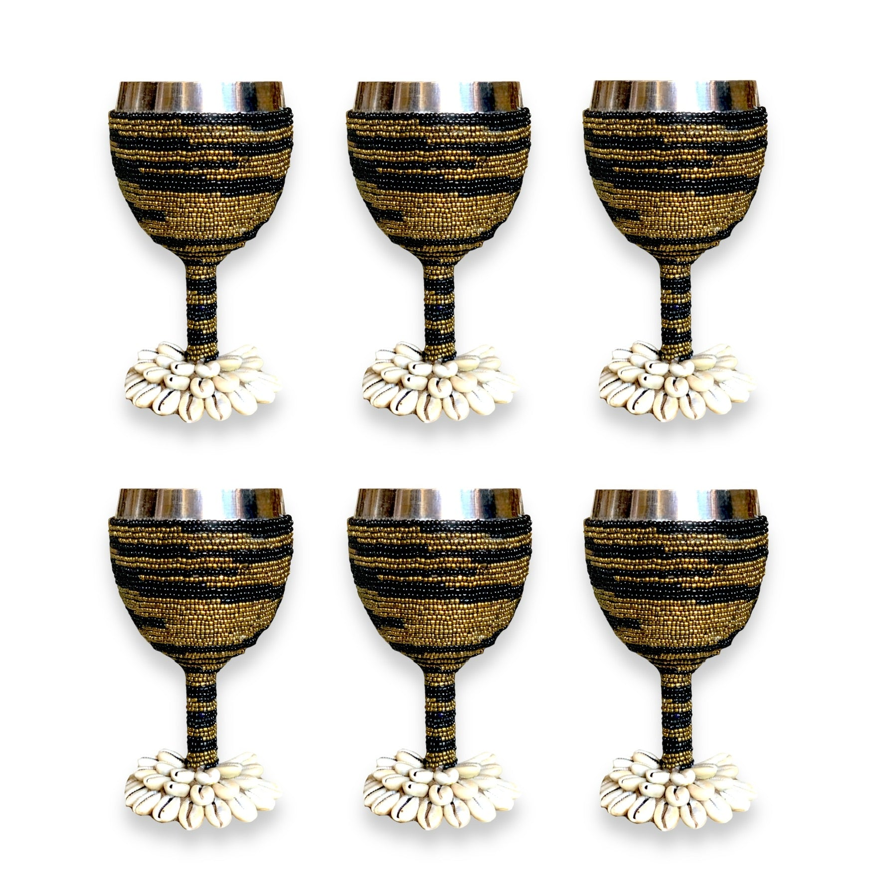 Stainless Steel Wine Goblets - Gold/Black