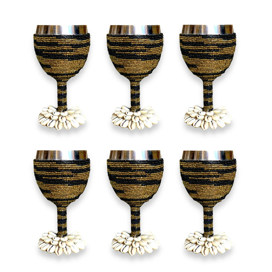 Stainless Steel Wine Goblets - Gold/Black NEW