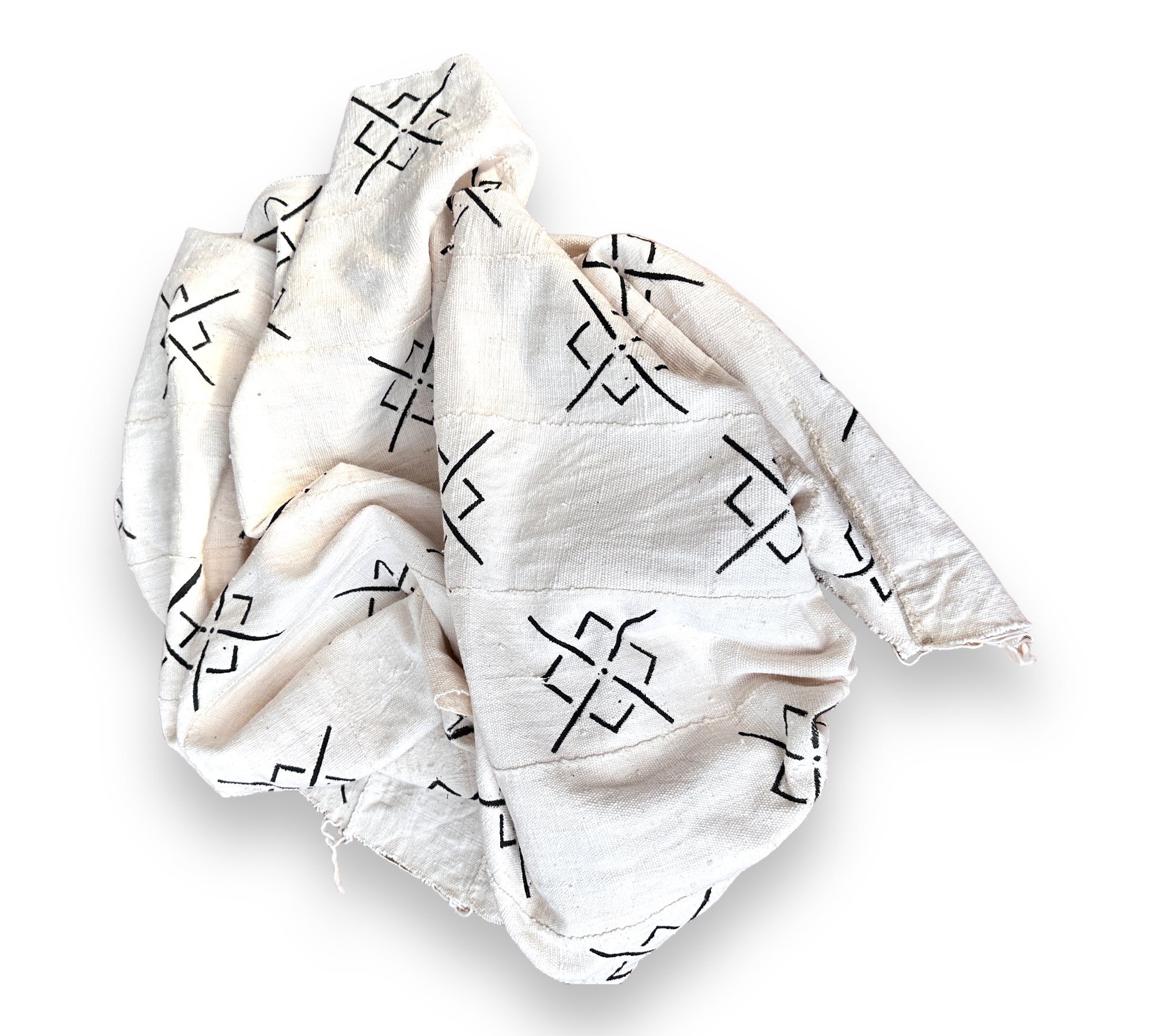 African Mudcloth Throw - White