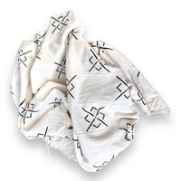 African Mudcloth Throw - White
