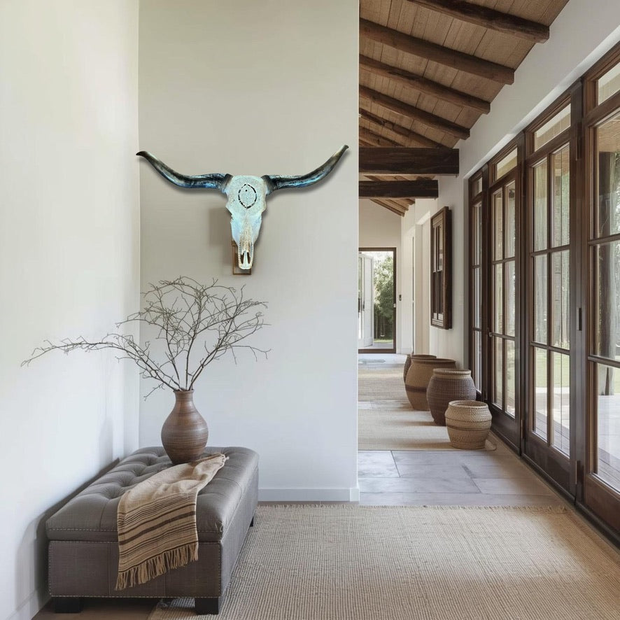 CowSkull - Skull Wall Decor White Finish - X Wide