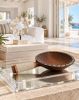 African Beaded Wooden Snack Bowls/Decorative - White Beading