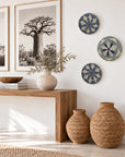 Rwanda Basket Wall Decor Set - 3 Piece Dark Blue/Light Olive (Sisal Imported)