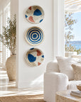 Rwanda Basket Wall Decor Set - 3 Piece Blue/Ochre (Sisal Imported)