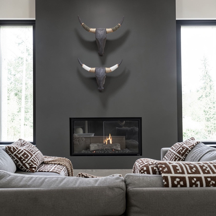 Hand-Carved Beaded Cow Skulls