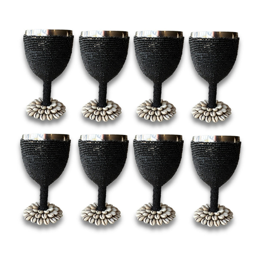 Stainless Steel Wine Goblets - Black/Shell
