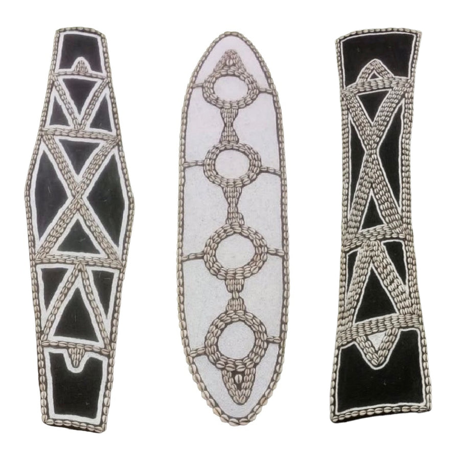 African Beaded King Shield  -  White New