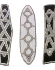 African Beaded King Shield  -  Black / White