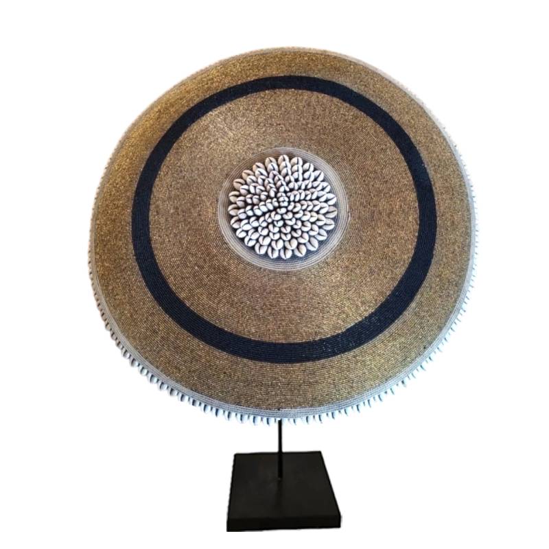 African Beaded Shield - Gold/Black