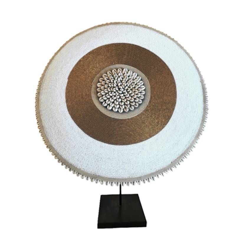African Beaded Shield - White / Gold