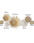 7 Piece White/Natural /Black- Wall Gallery Set (Sun Circles,Porcupine Baskets, Malawi Trays)