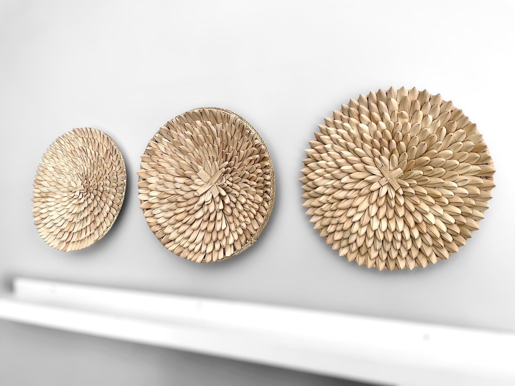 6 Piece White/Natural - Wall Gallery Set (Tonga &amp; Porcupine Baskets)