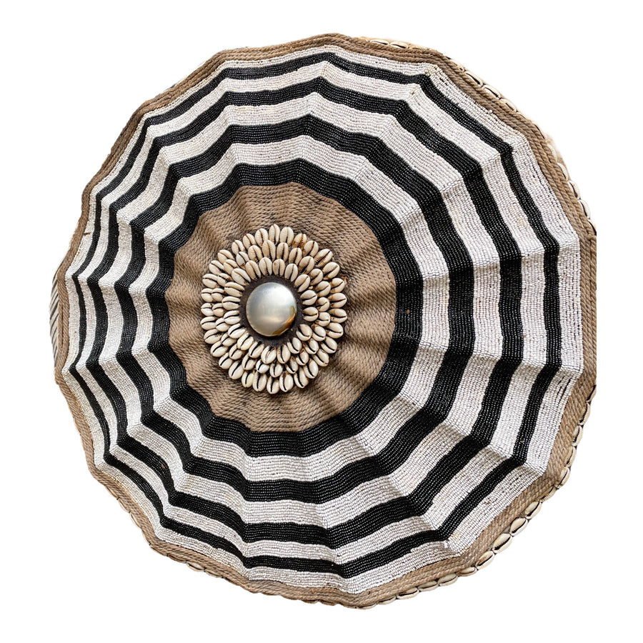 NEW African Beaded Shield - Umbrella - Spider BW