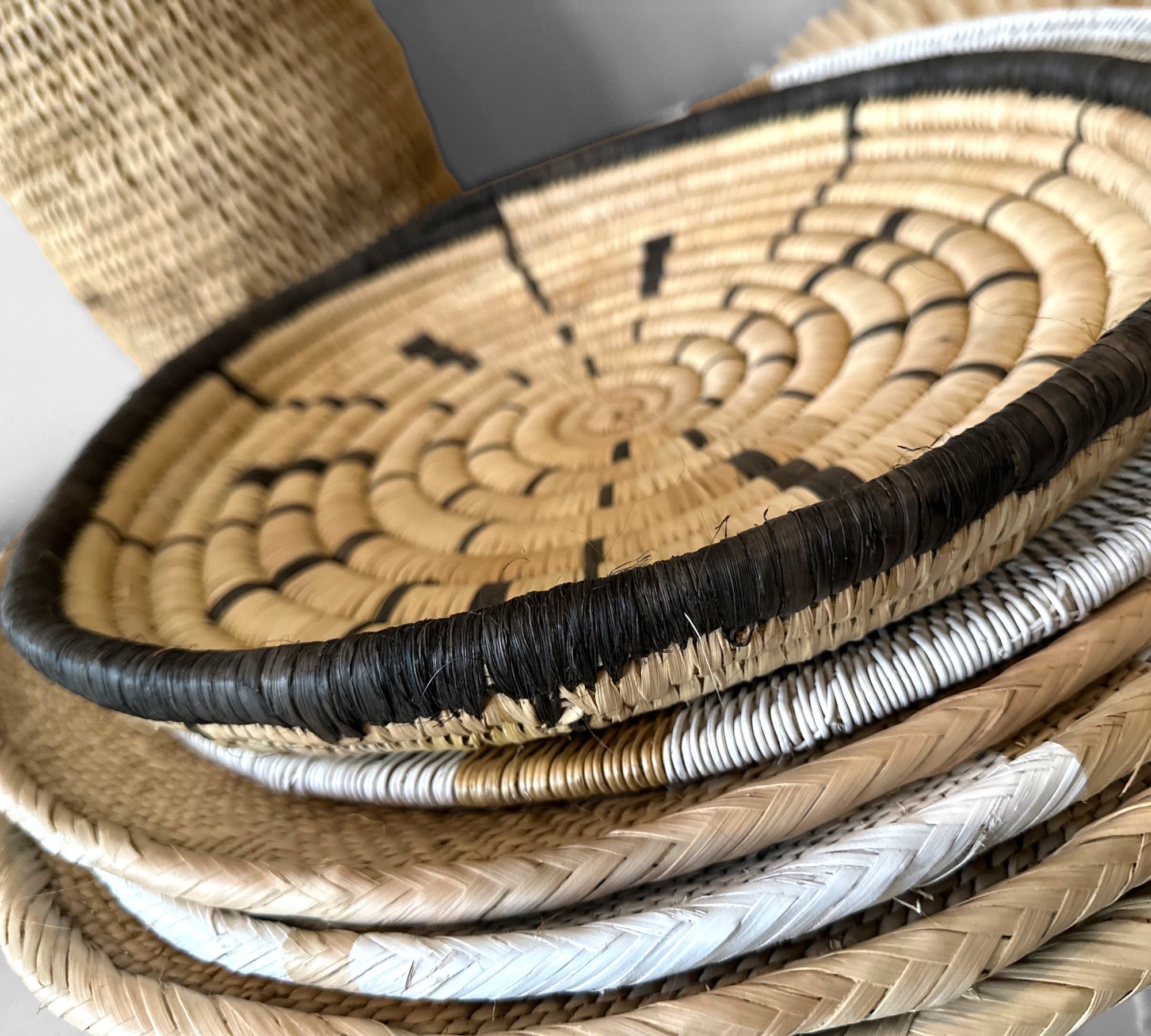 Malawi Basket Wall Decor Set - 5 Piece - Black / Natural