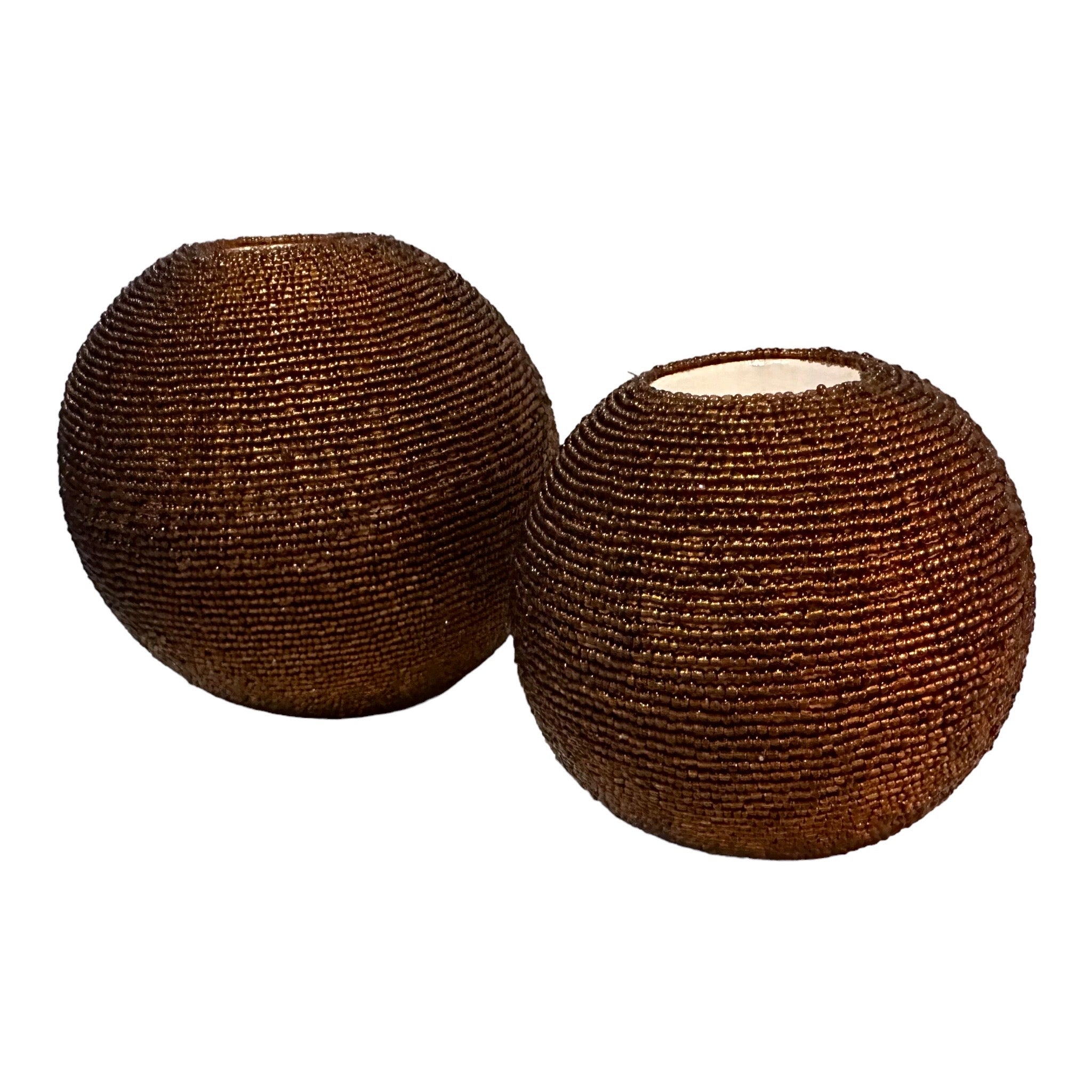 Cowrie Shell Beaded Tea Lights - Copper/Gold