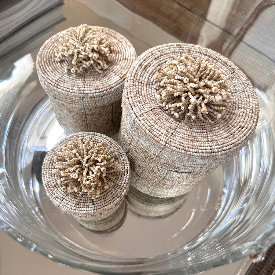 Bali Beaded Ornamental Containers  Set of 3
