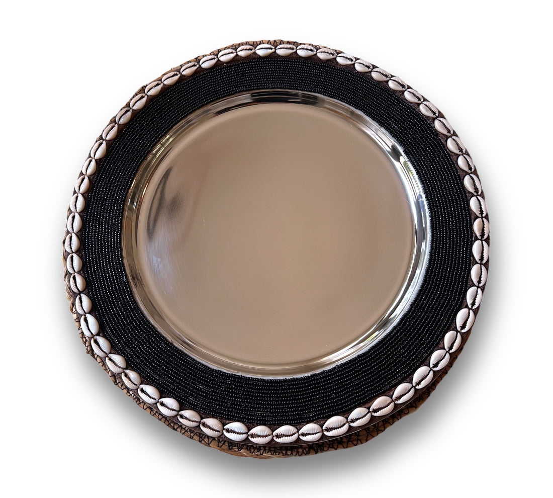 Stainless Steel Underplate - Black/Cowrie Shell