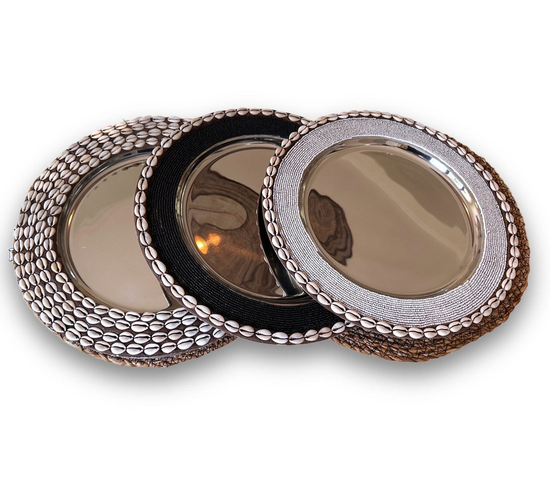 Stainless Steel Underplate - Black/Cowrie Shell