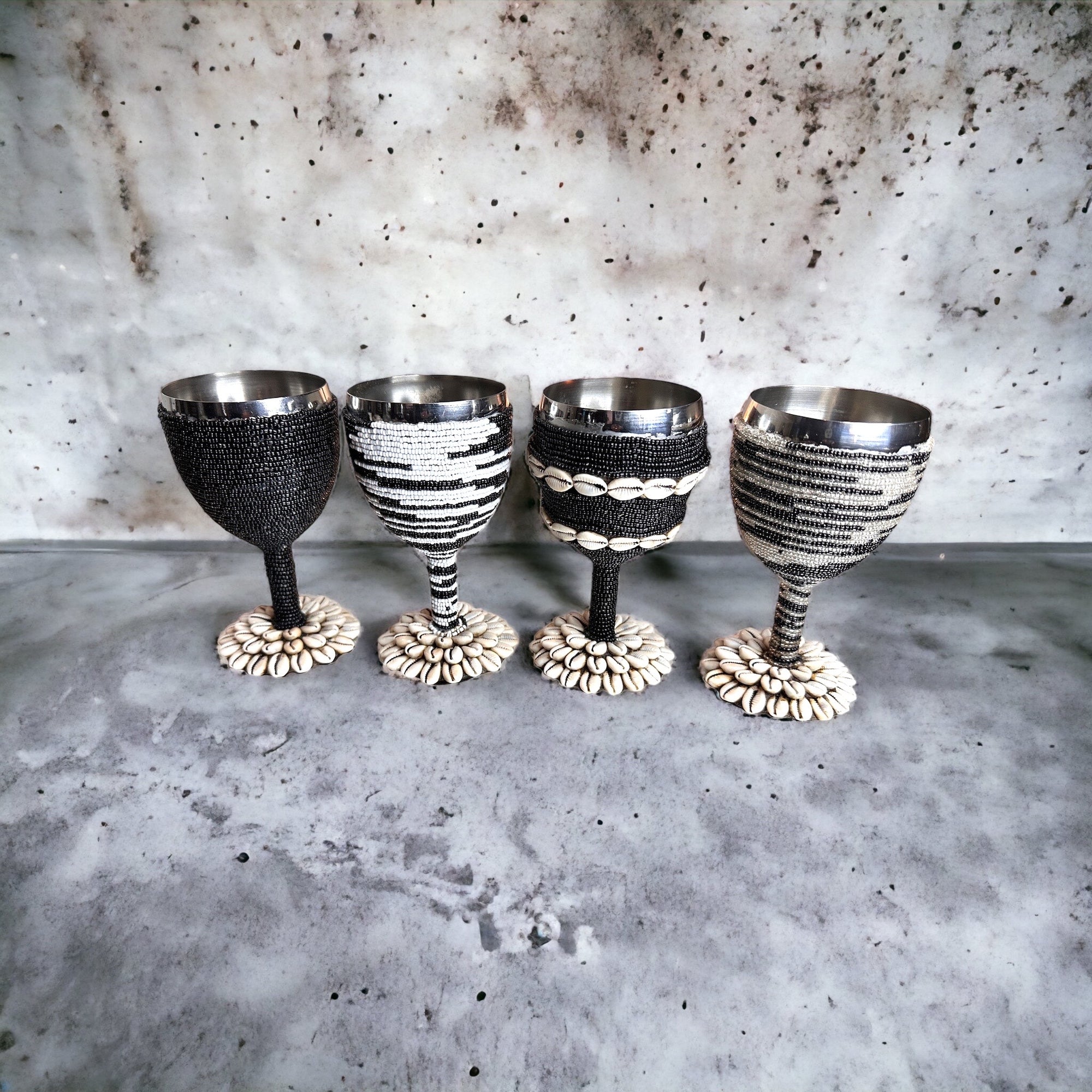 Stainless Steel Wine Goblets - Gold/Black