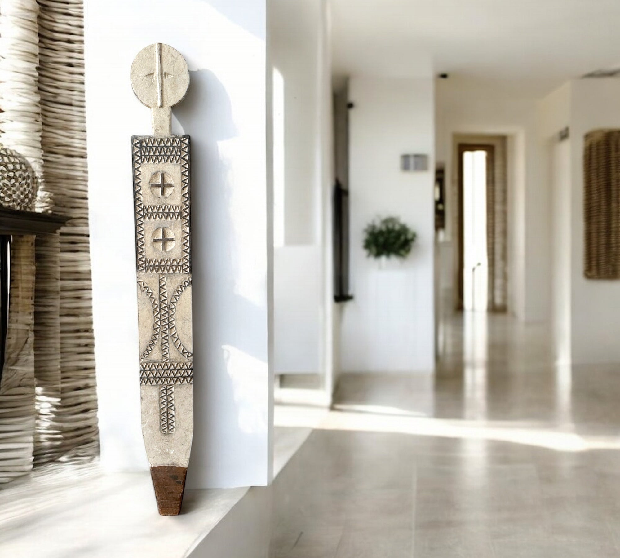 Vintage African Wooden Plank Totem - Kenya, 1.6m