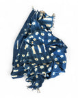 African Mudcloth Throw - Indigo