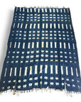 African Mudcloth Throw - Indigo
