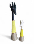 Beaded Wooden Giraffe Statue - Black/Yellow Beads