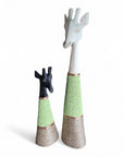 Beaded Wooden Giraffe Statue - Natural/Green Beads