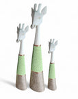 Beaded Wooden Giraffe Statue - Natural/Green Beads