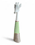 Beaded Wooden Giraffe Statue - Natural/Green Beads