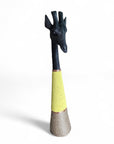 Beaded Wooden Giraffe Statue - Black/Yellow Beads