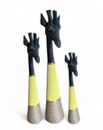 Beaded Wooden Giraffe Statue - Black/Yellow Beads