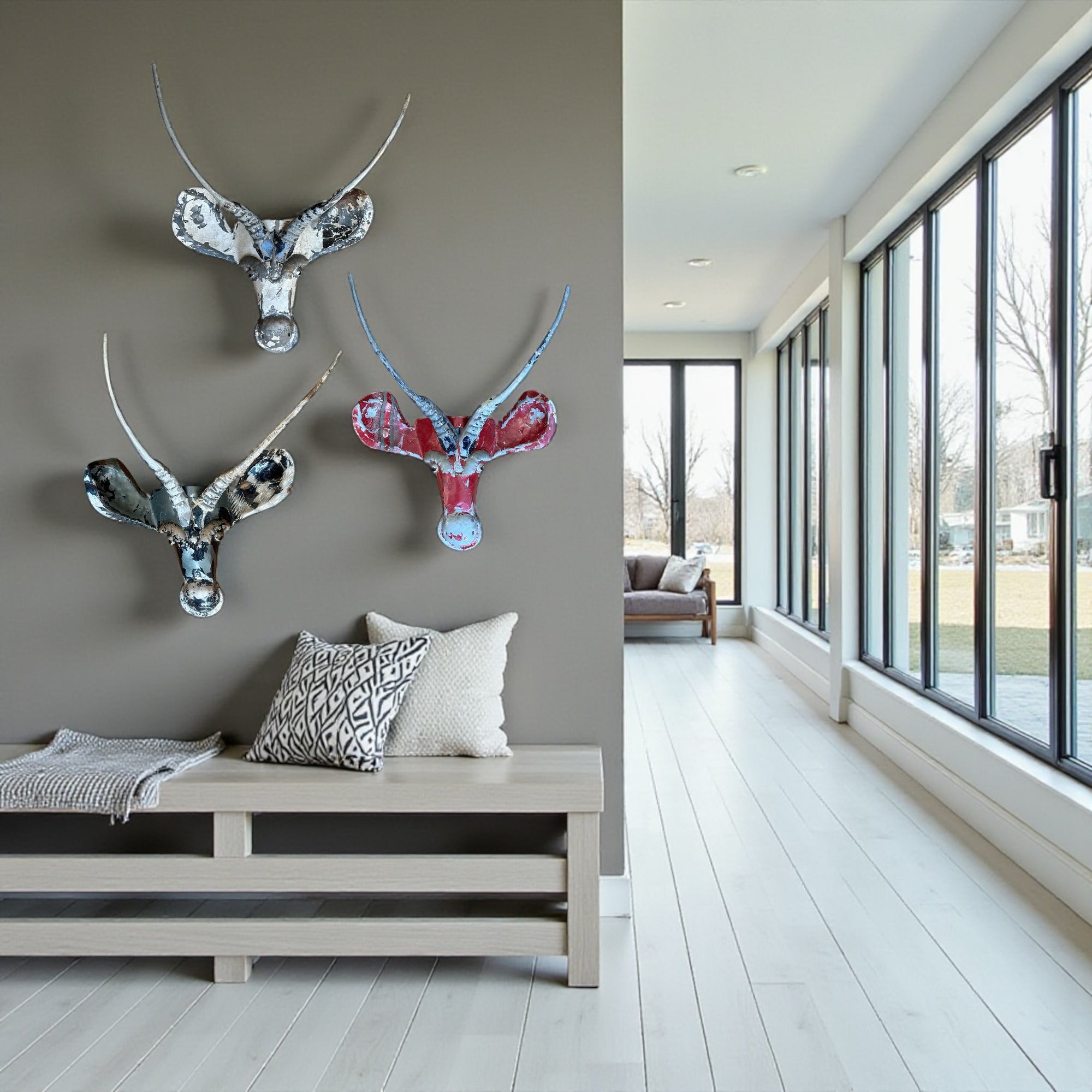 Steel Springbok - Red/Silver/Black - (W)38-40cm x (H)50-53cm