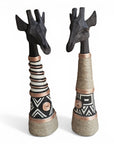 Beaded Wooden Giraffe Statue - Black/Ethnic Copper Range